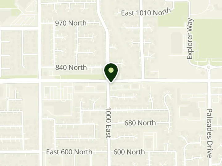 Map of the streets around Goldenwest Credit Union, Orem Branch, at 1020 E 800 N, Orem, UT 84097