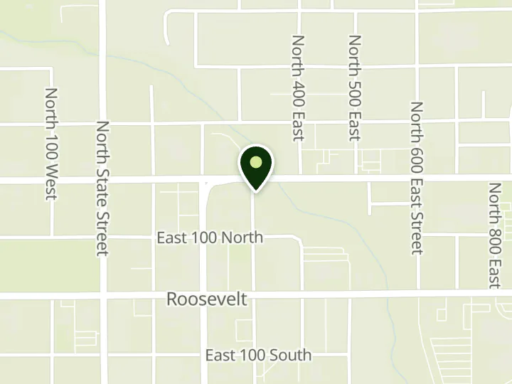 Map of the streets around Kings Peak Credit Union, Roosevelt branch, at 180 N 300 E, Roosevelt, UT 84066