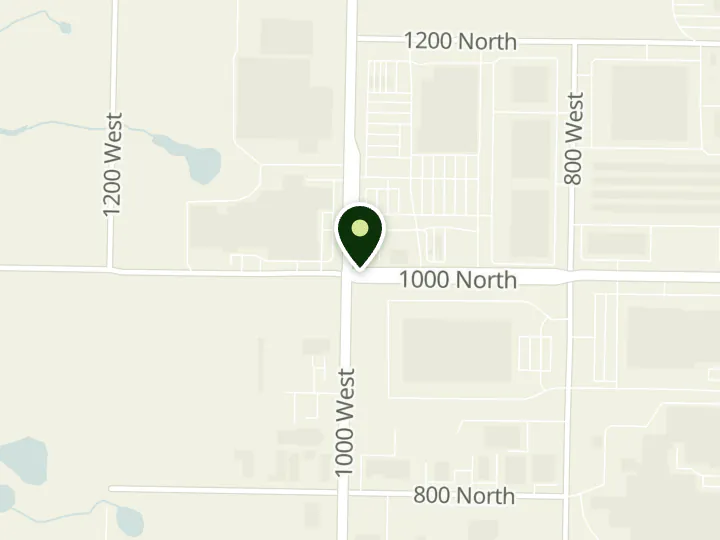 Map of the streets around Mountain America Credit Union, Logan: 1000 West, at 991 W 1000 N, Logan, UT 84321