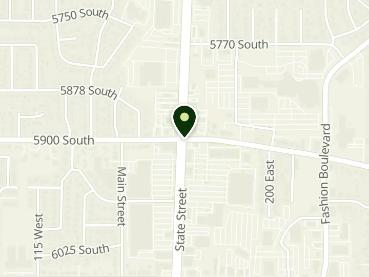 Map of the streets around Mountain America Credit Union, Murray: State Street, at 5899 S State St, Murray, UT 84107