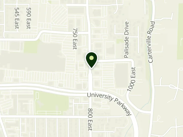 Map of the streets around Mountain America Credit Union, Orem: 800 East, at 1219 S 800 E, Orem, UT 84097