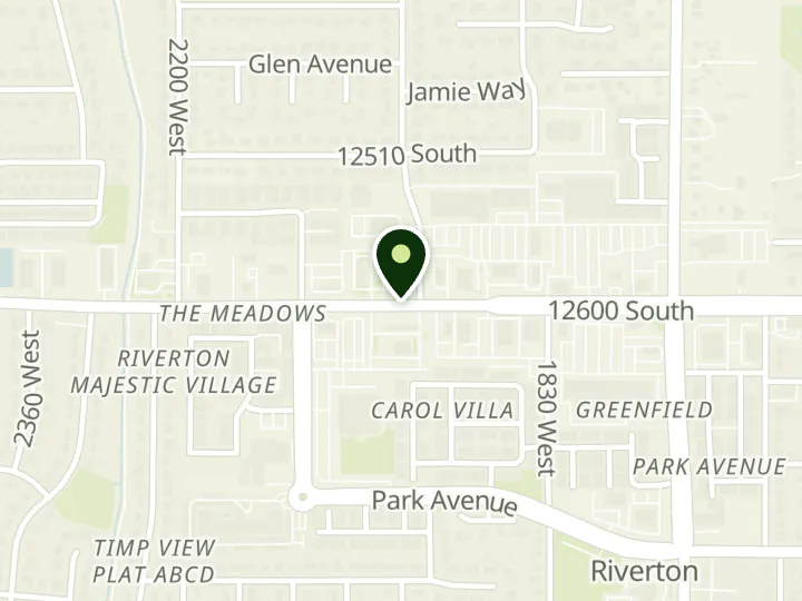 Map of the streets around Mountain America Credit Union, Riverton: 12600 South, at 1962 W 12600 S, Riverton, UT 84065