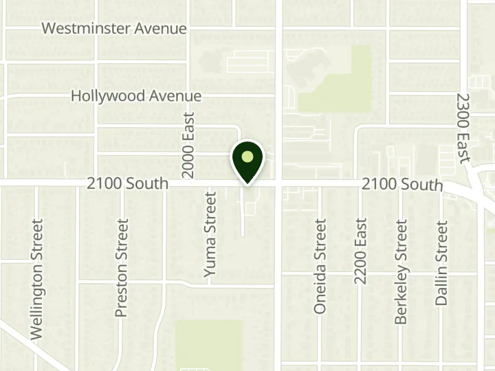 Map of the streets around Mountain America Credit Union, Salt Lake: 2100 South, at 2070 E 2100 S, Salt Lake City, UT 84109