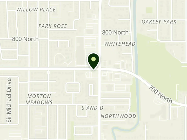 Map of the streets around Mountain America Credit Union, Salt Lake: 700 North, at 1715 W 700 N, Salt Lake City, UT 84116