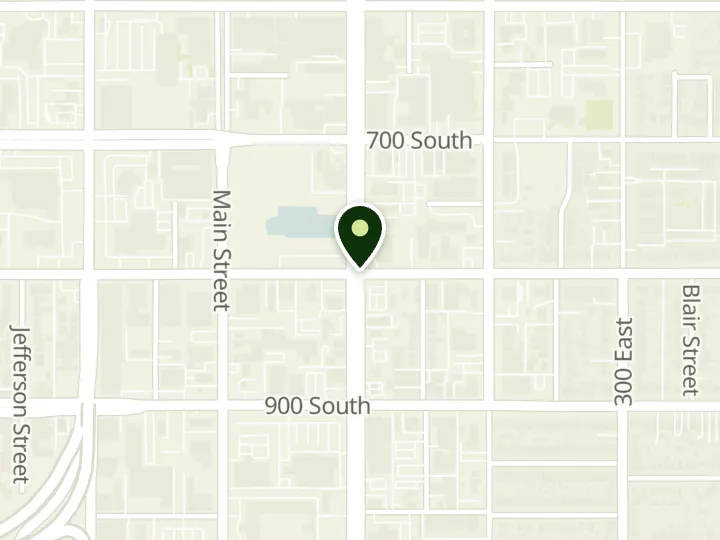 Map of the streets around Mountain America Credit Union, Salt Lake: State Street, at 735 S State St, Salt Lake City, UT 84111