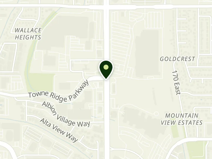 Map of the streets around Mountain America Credit Union, Sandy: State Street, at 9640 S State St, Sandy, UT 84070