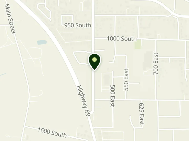 Map of the streets around Mountain America Credit Union, Springville: 400 South, at 1183 W 400 S, Springville, UT 84663