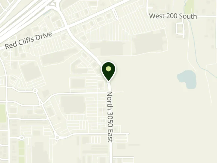 Map of the streets around Mountain America Credit Union, St. George: 3050 East, at 883 N 3050 E, St. George, UT 84790