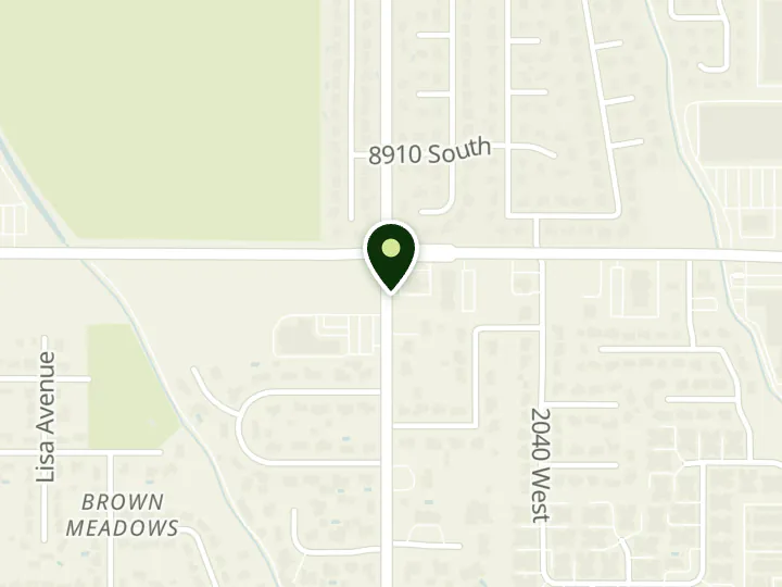 Map of the streets around Mountain America Credit Union, West Jordan: 9000 South, at 9027 S 2200 W, West Jordan, UT 84088