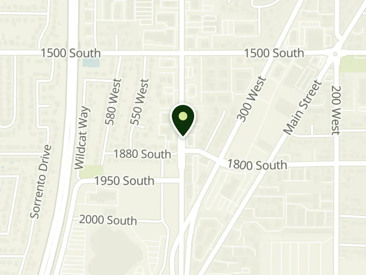 Map of the streets around Mountain America Credit Union, Woods Cross: 500 West, at 1849 S 500 W, Woods Cross, UT 84010