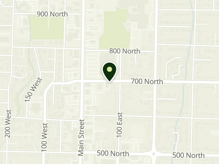 Map of the streets around New Heights Federal Credit Union, Logan branch, at 72 E 700 N, Logan, UT 84321