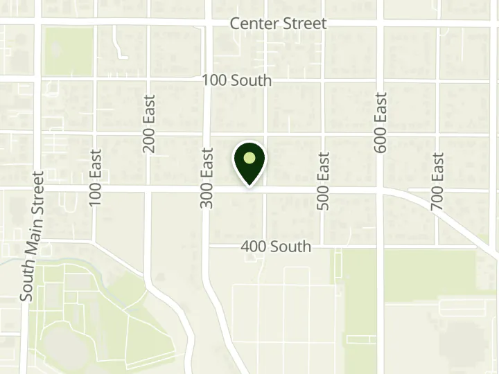 Map of the streets around Pacific Horizon Credit Union, Spanish Fork Branch, at 375 E 300 S, Spanish Fork, UT 84660