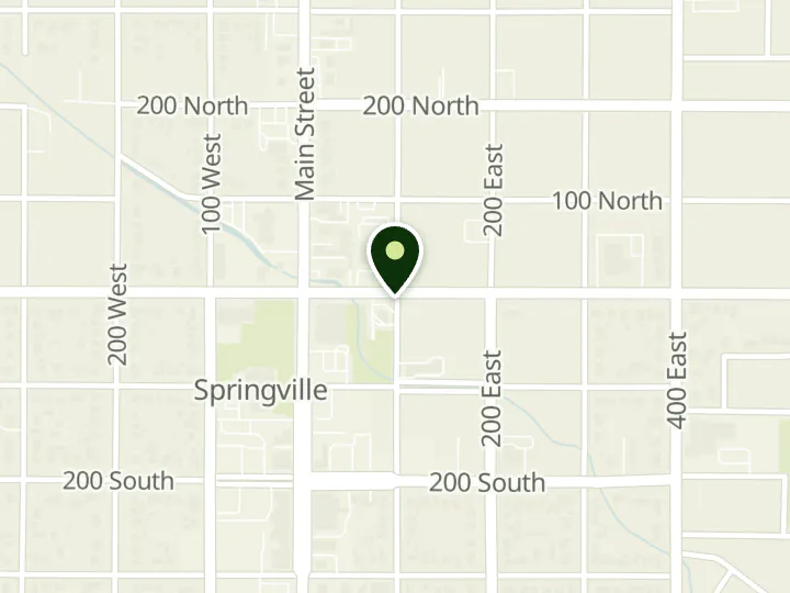 Map of the streets around Pacific Horizon Credit Union, Springville Branch, at 96 E Center St, Springville, UT 84663