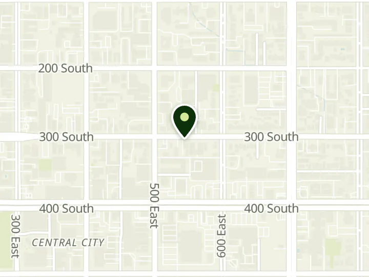 Map of the streets around Ridgeline Credit Union, Salt Lake City branch, at 564 E 300 S, Salt Lake City, UT 84102