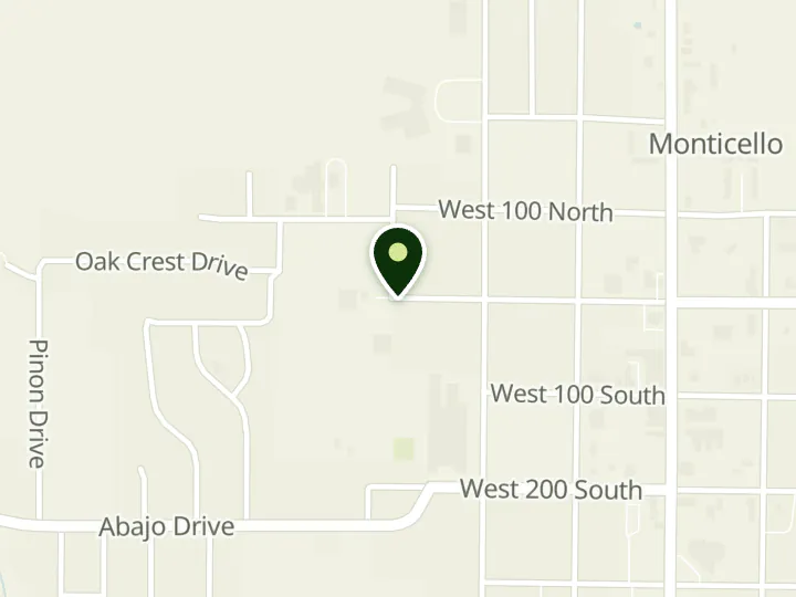 Map of the streets around San Juan Credit Union, Monticello Branch, at 296 E Center Street, Monticello, UT 84535