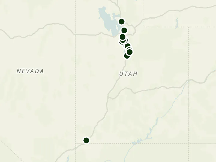 Map of Security Service Federal Credit Union's 13 branches in Utah