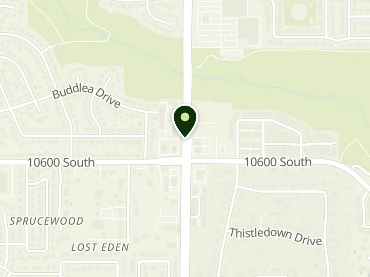 Map of the streets around Security Service Federal Credit Union, Sandy Branch, at 10490 S 1300 E, Sandy, UT 84094