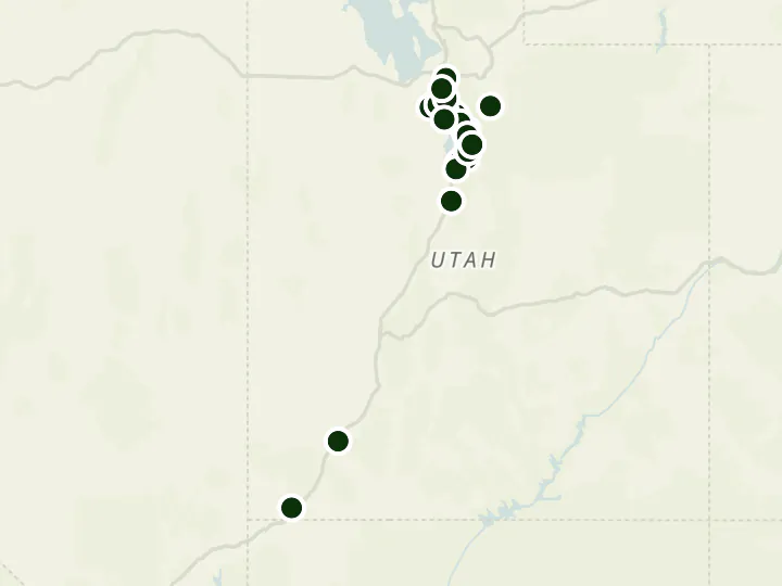 Map of Utah Community Credit Union's 28 branches in Utah