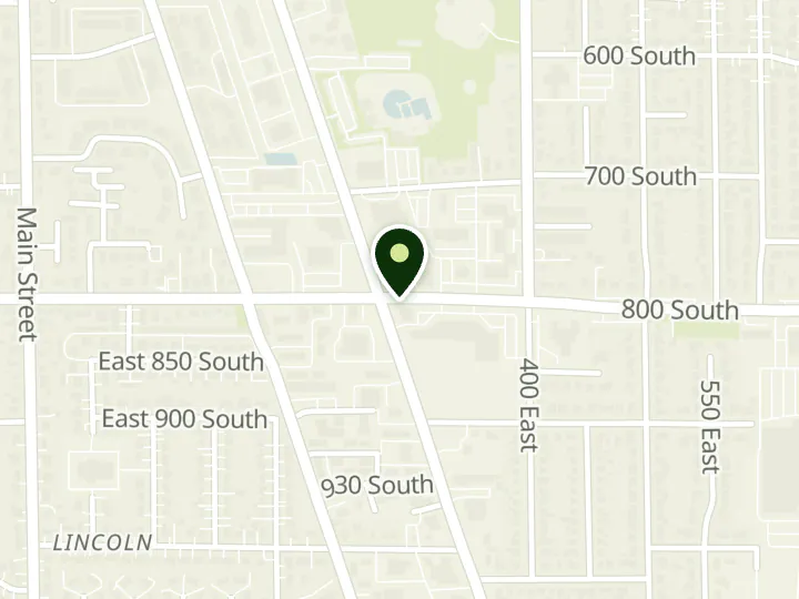Map of the streets around Utah Community Credit Union, Orem South Branch, at 311 E 800 S, Orem, UT 84097