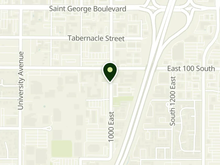 Map of the streets around Utah Community Credit Union, Utah Tech Branch, at 150 S 1000 E, St. George, UT 84770