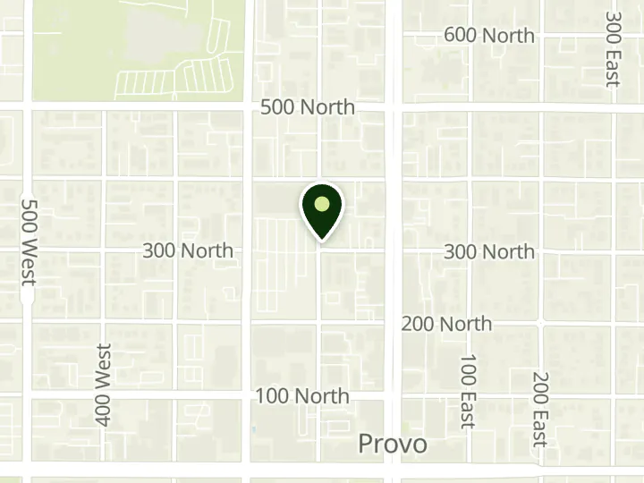 Map of the streets around Utah First Credit Union, Provo Branch, at 310 N 100 W, Provo, UT 84601