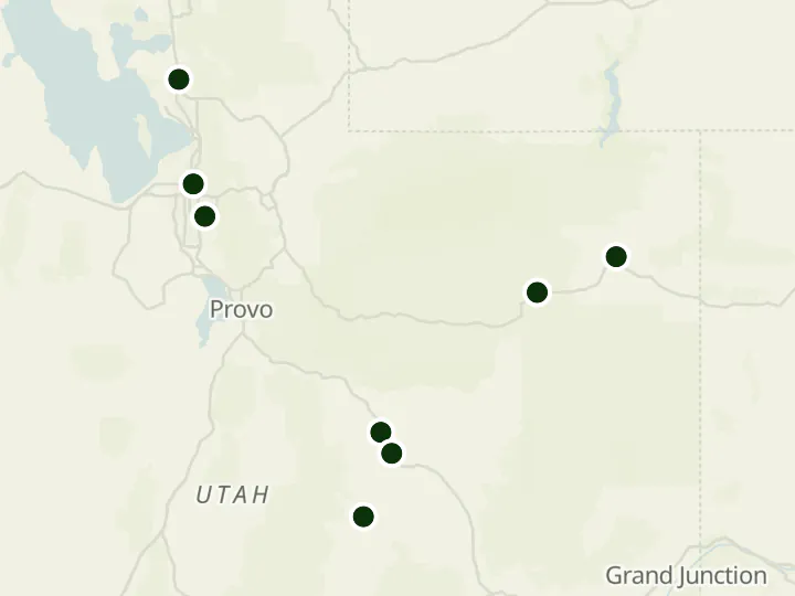 Map of Utah Power Credit Union's 8 branches in Utah