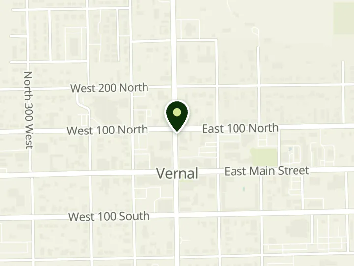 Map of the streets around Utah Power Credit Union, Vernal, at 92 N Vernal Ave, Vernal, UT 84078