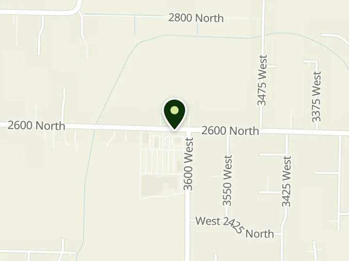 Map of the streets around Wasatch Peaks Credit Union, Plain City Branch, at 3631 W 2600 N, Plain City, UT 84404