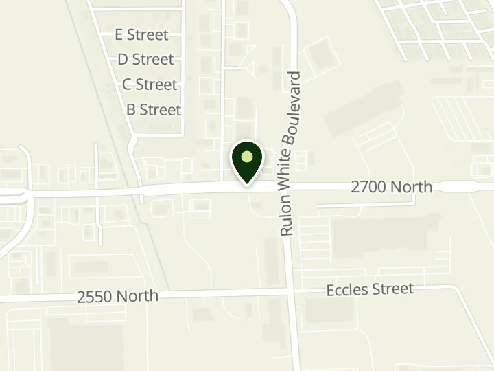 Map of the streets around Wasatch Peaks Credit Union, Pleasant View Branch, at 1588 W 2700 N, Ogden, UT 84404